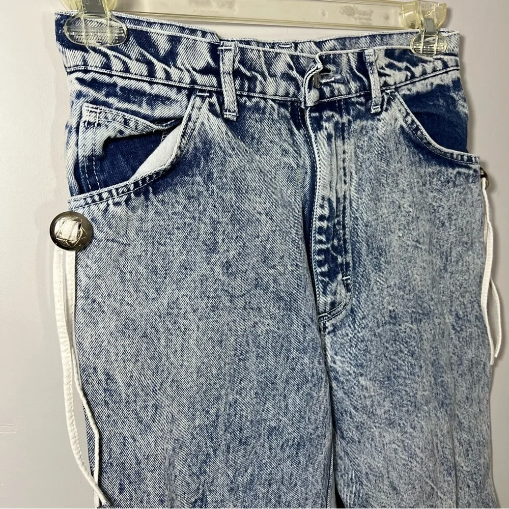 Vintage 80s Acid Wash High Waist Tapered Mom Jeans Grunge Indie Hipster Retro 26